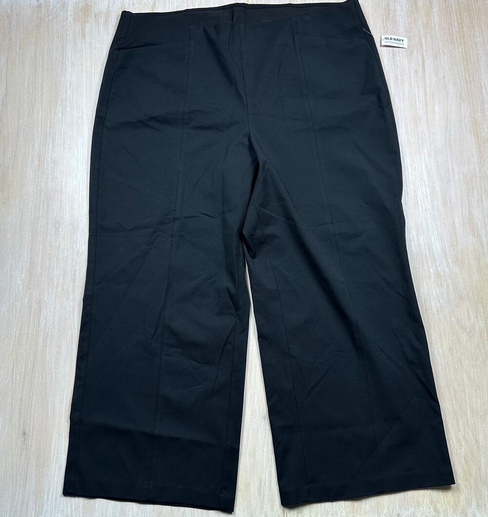 NWT Old Navy High Rise Pixie Pull On Black Stretch Super Wide Leg Pants Plus 3X